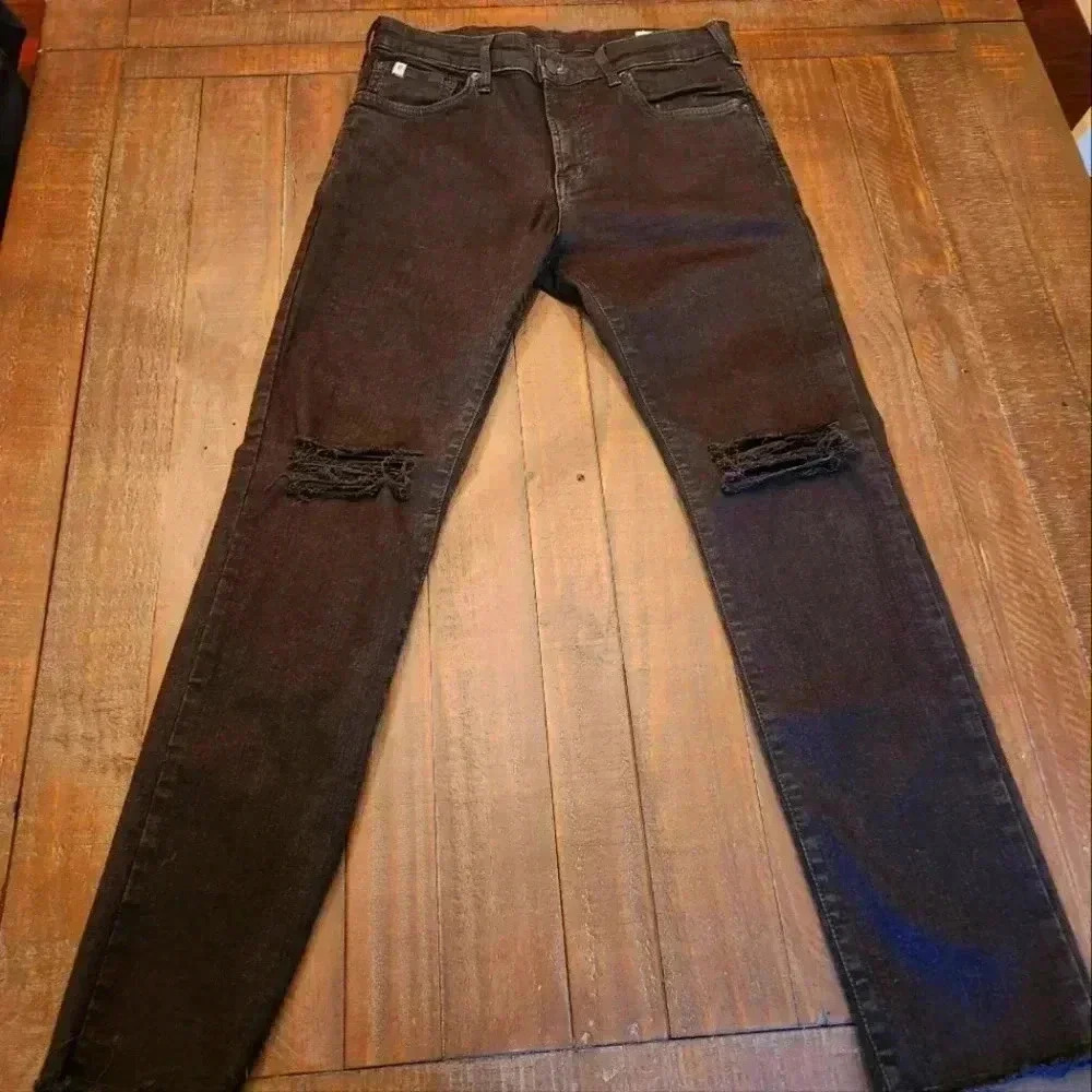 Edwin Raw Hem Distress Black Jeans Size L